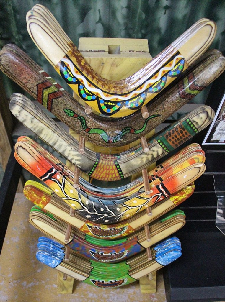 genuine indigenous artwork hand painted boomerangs at rainforestation kuranda